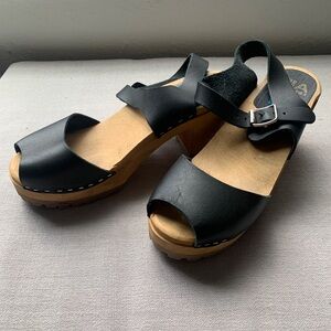 MIA Swedish wooden leather sandals Anja clogs 38 size 7.5